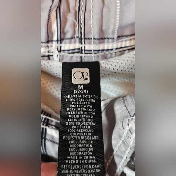 Op Mens Gray And White Ombre Drawstring Tie Waist Swim Trunks Size Medium - Picture 5 of 11